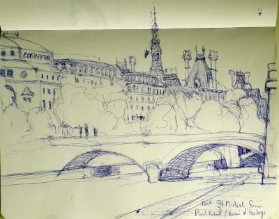 sketch for Pont au Change
2023
ballpoint pen
15 x 21 cm.
Keywords: Pont de Change;Paris