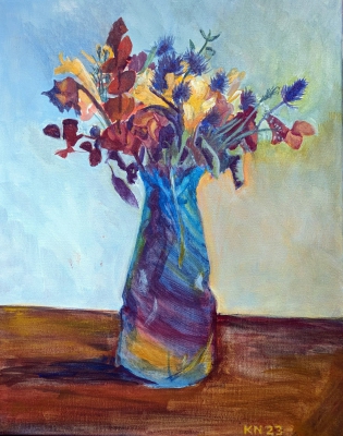 Still life with flowers
2023
acrylic on canvas
50 x 40 cm.
Keywords: still life;vase;flowers
