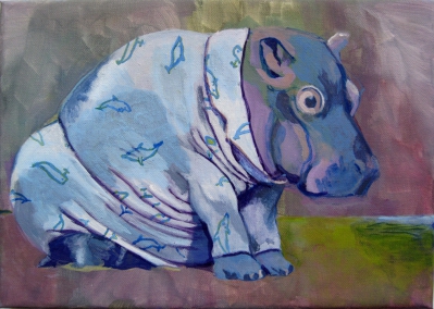 Bedtime
2013
acrylic on canvas
30 x 40 cm.
Keywords: hippo;Nilpferd;pyjamas;Schlafanzug
