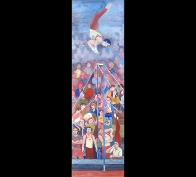 Chaos and control (men's)
2012
acrylic on canvas
100 x 30 cm.
Keywords: high bar;men&#039;s gymnastics;Turnsport