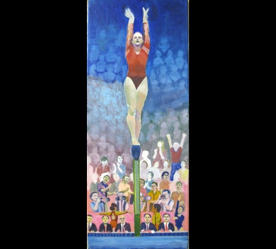 Chaos and control (women's)
2012
acrylic on canvas
100 x 40 cm.
Keywords: gymnastics;balance beam;women&#039;s gymnastics;Turnsport;Balken