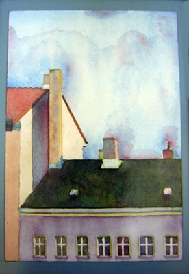 Formerly across the street
2005
watercolor
21 x 29.7 cm. 
private collection, Berlin
