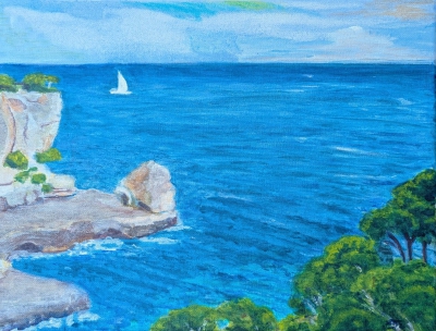 Mediterranean
2024
acrylic on canvas
40 x 30 cm. 
Keywords: mediterranean;mallorca;cala